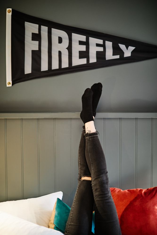 Firefly flag on hotel bedroom wall